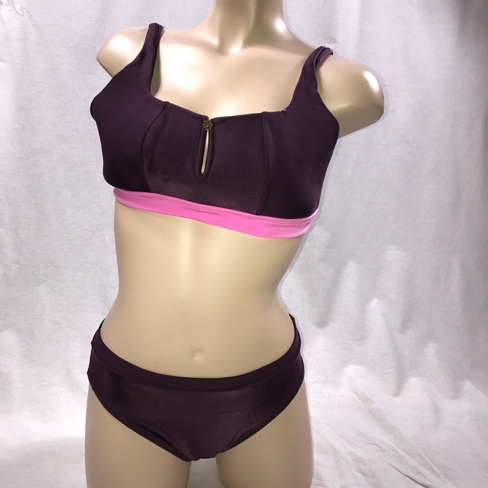 Recco Size Medium Brazilian Purple & Pink Full Coverage Bikini Set. New With Tag